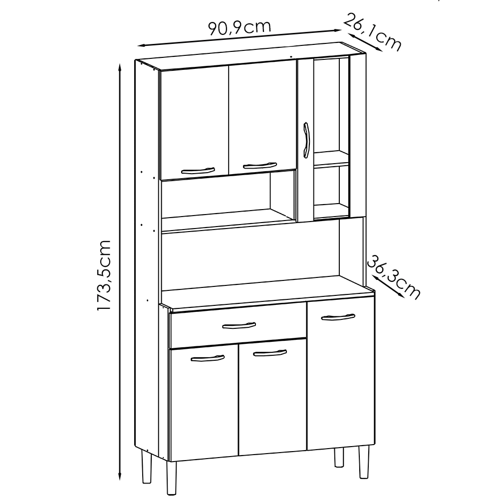 Kit Cozinha 6P 1G 91 cm Golden Freijo Soft KTP