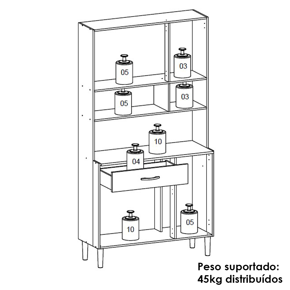 Kit Cozinha 6P 1G 91 cm Golden Freijo Supremo Cp Ripado Freijo KTP
