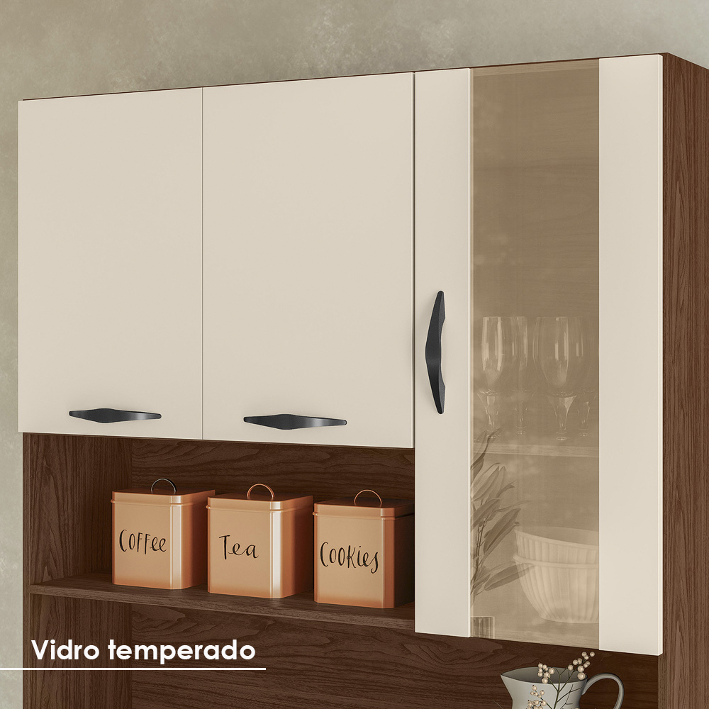 Kit Cozinha 6P 1G 91 cm Golden Nogueira Off White KTP