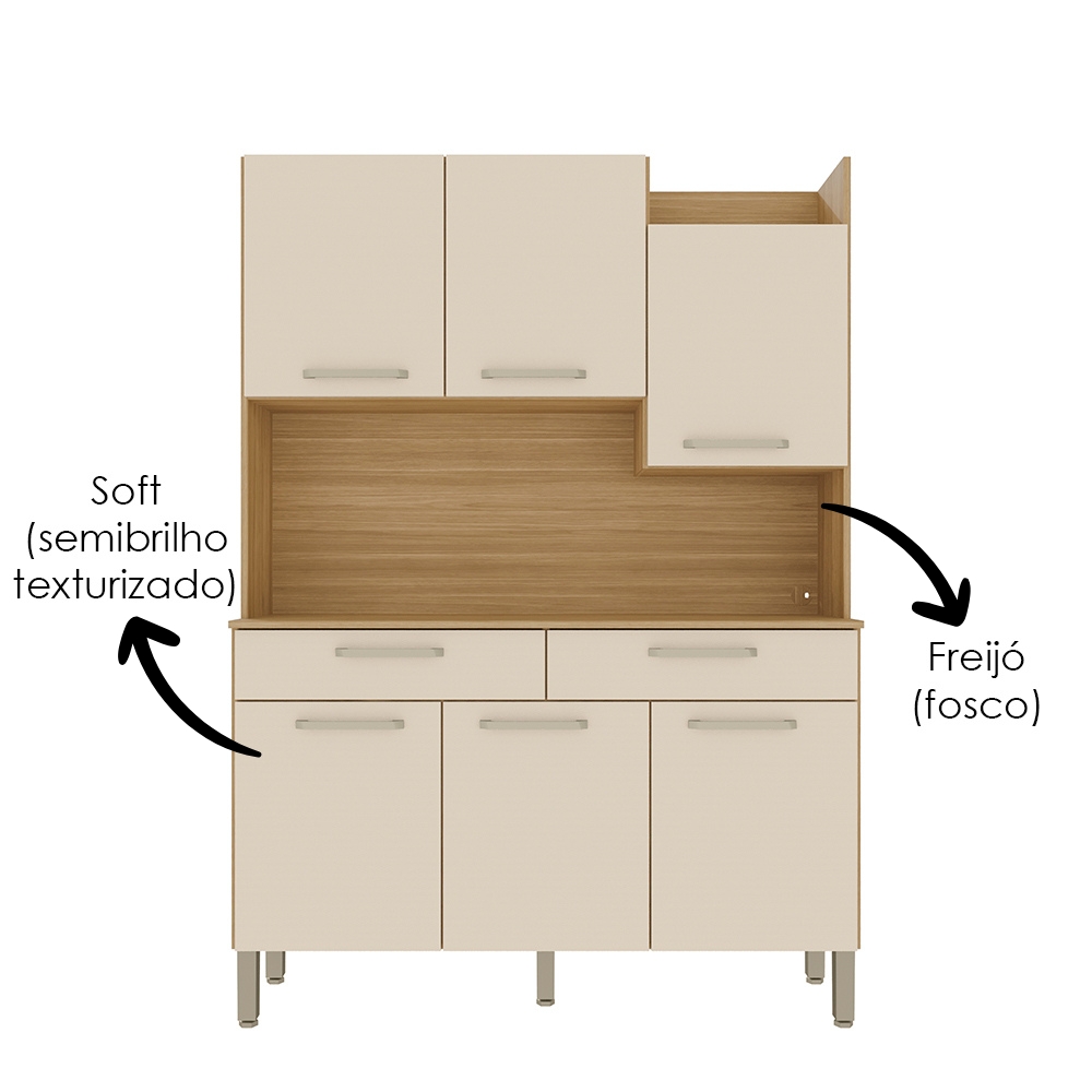 Kit Cozinha 6P 2G 132 cm Modena Freijo Soft KTP