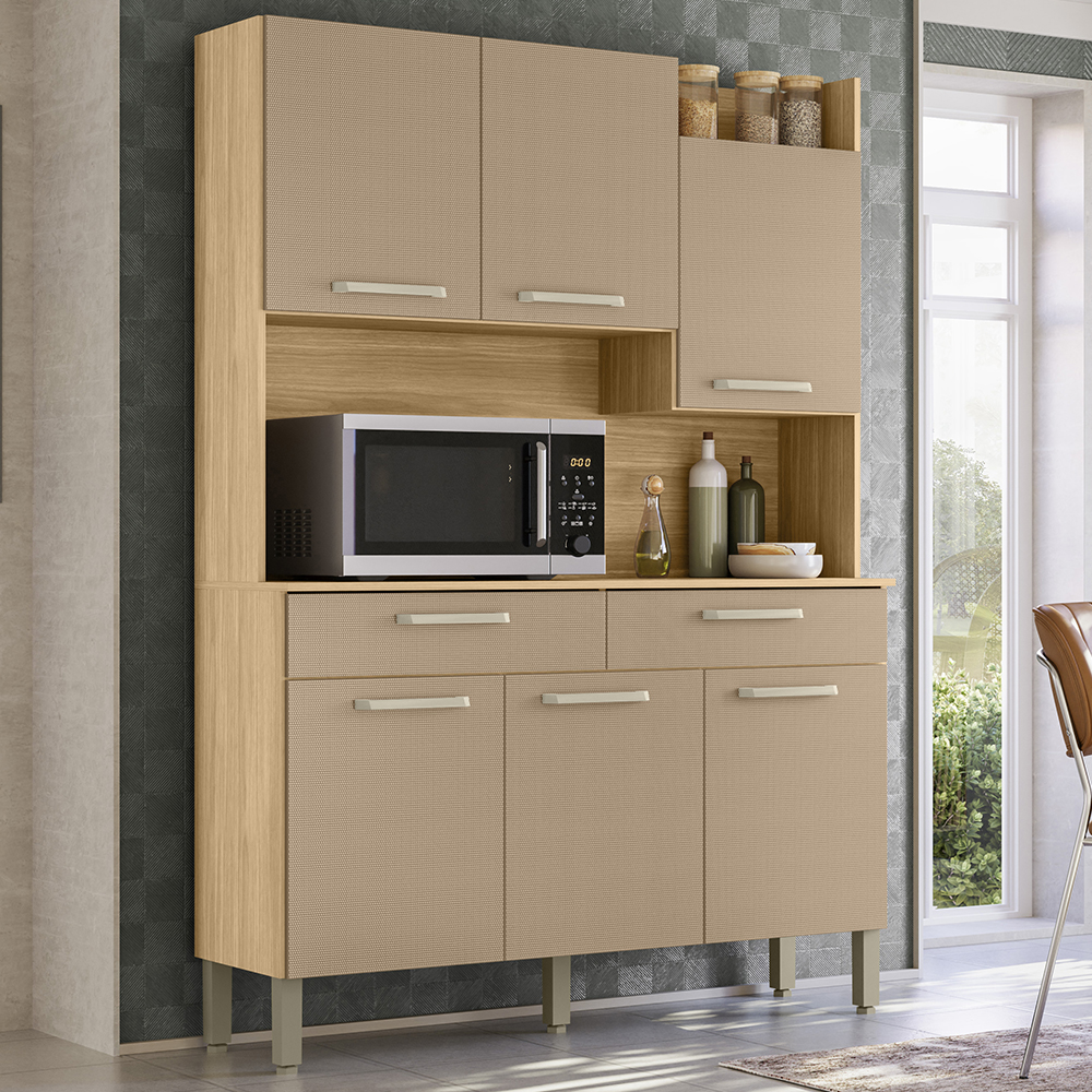 Kit Cozinha 6P 2G 132 cm Modena Freijo Vanilla KTP