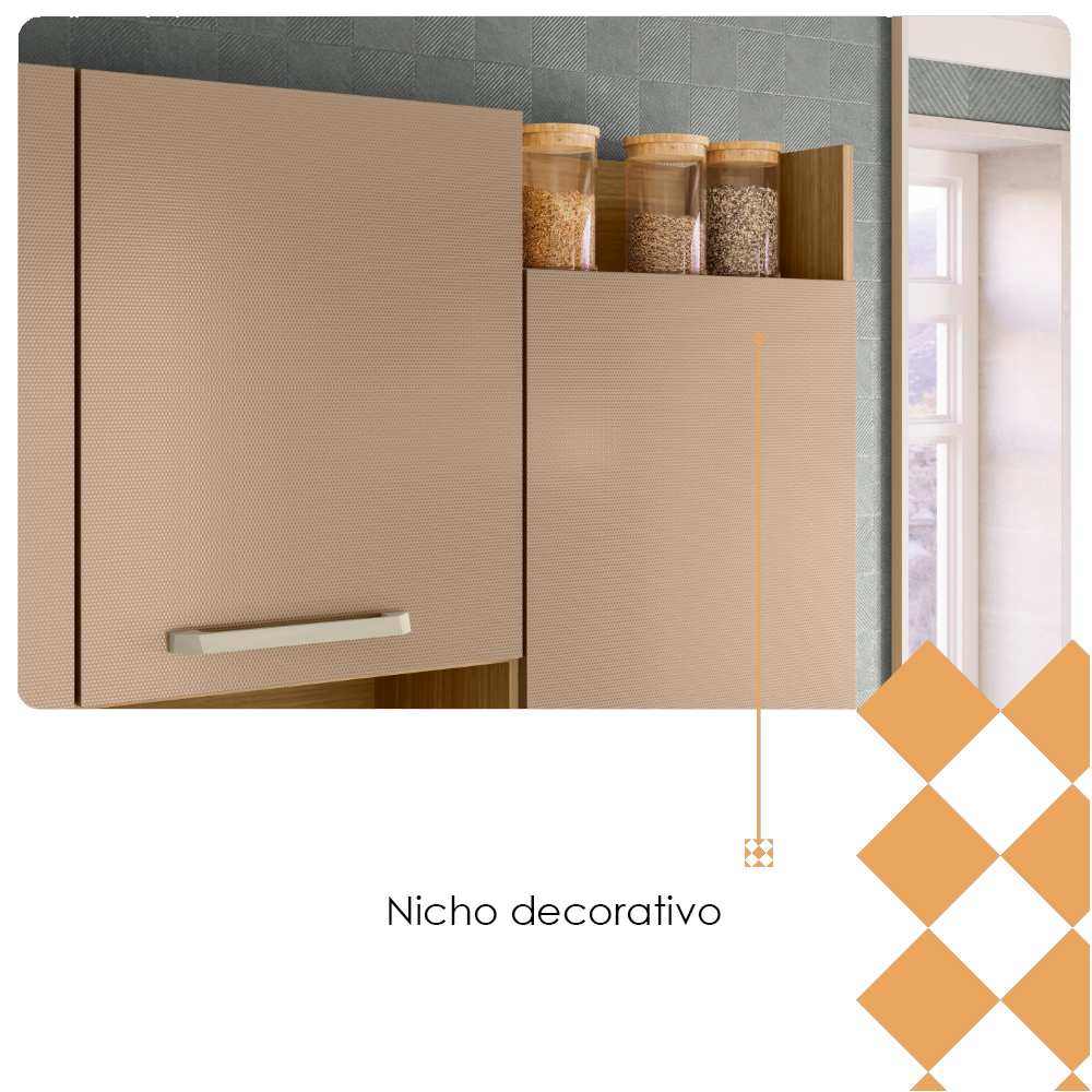 Kit Cozinha 6P 2G 132 cm Modena Freijo Vanilla KTP