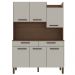 Kit Cozinha 6P 2G 132 cm Modena Nogueira Off White KTP