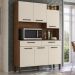 Kit Cozinha 6P 2G 132 cm Modena Nogueira Off White KTP