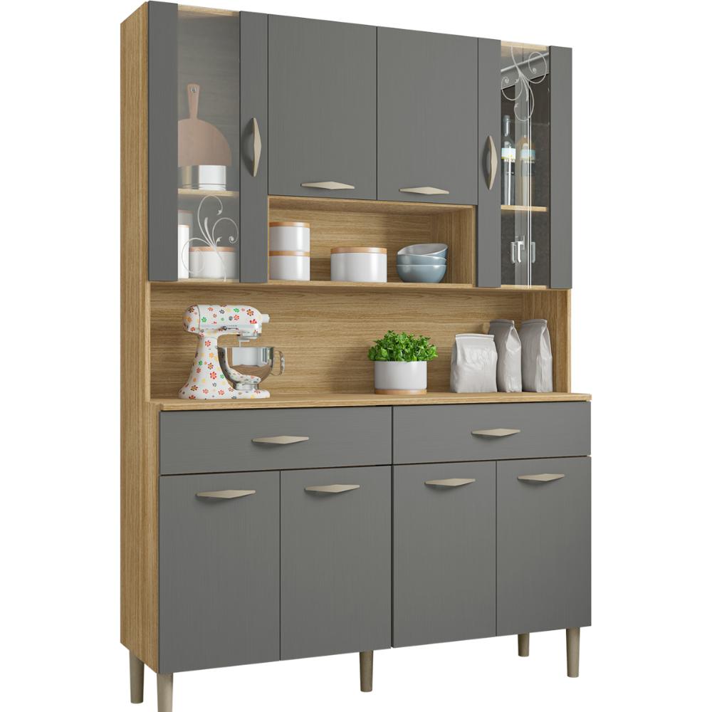 Kit Cozinha 8 Portas e 2 Gavetas Freijó Gris Golden Kits Paraná