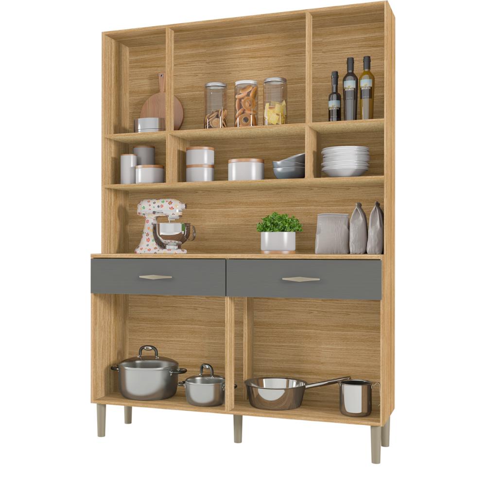 Kit Cozinha 8 Portas e 2 Gavetas Freijó Gris Golden Kits Paraná