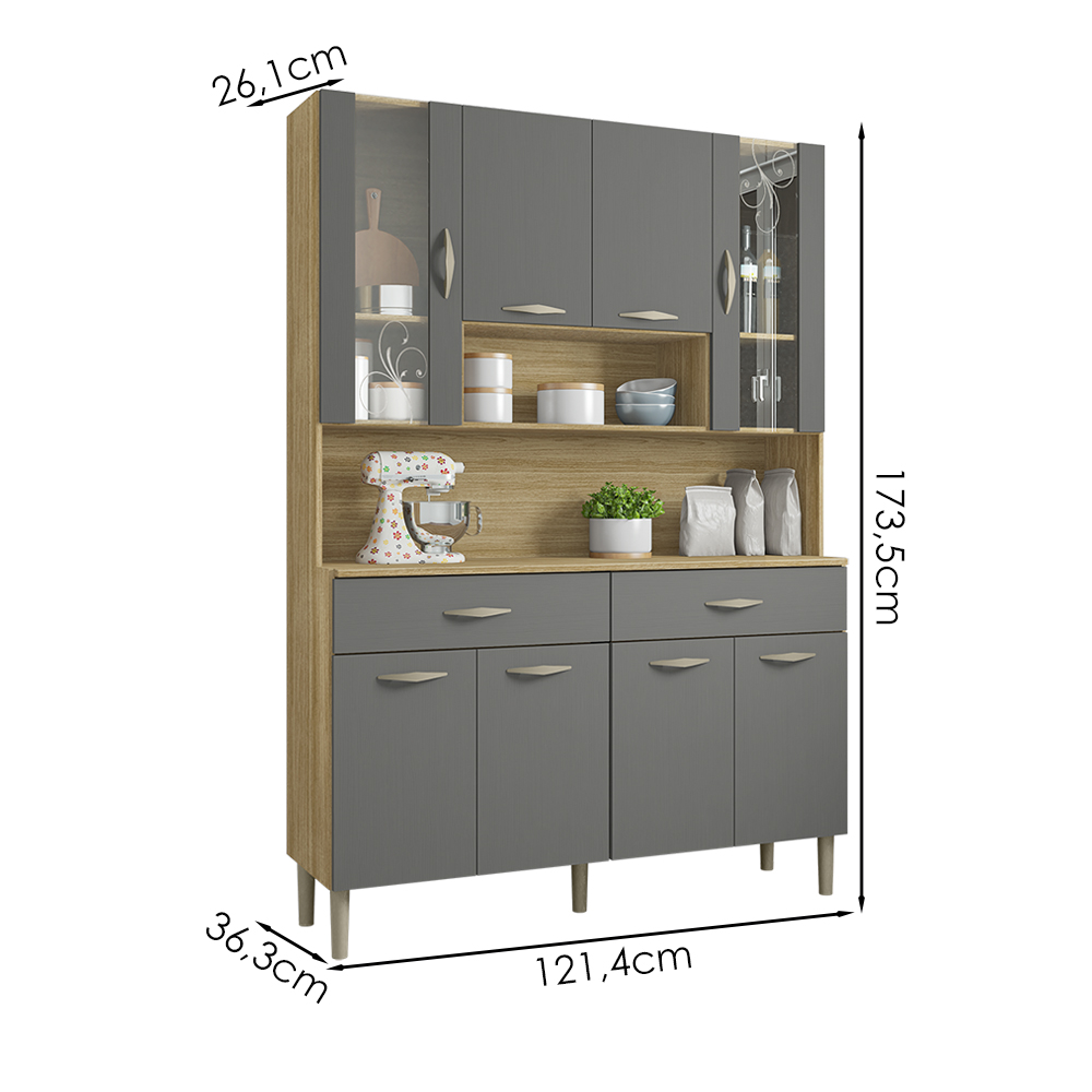 Kit Cozinha 8P 2G 122 cm Golden Freijo Gris KTP