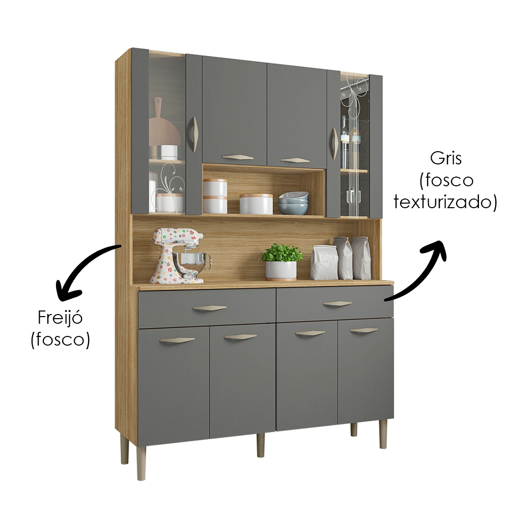 Kit Cozinha 8P 2G 122 cm Golden Freijo Gris KTP