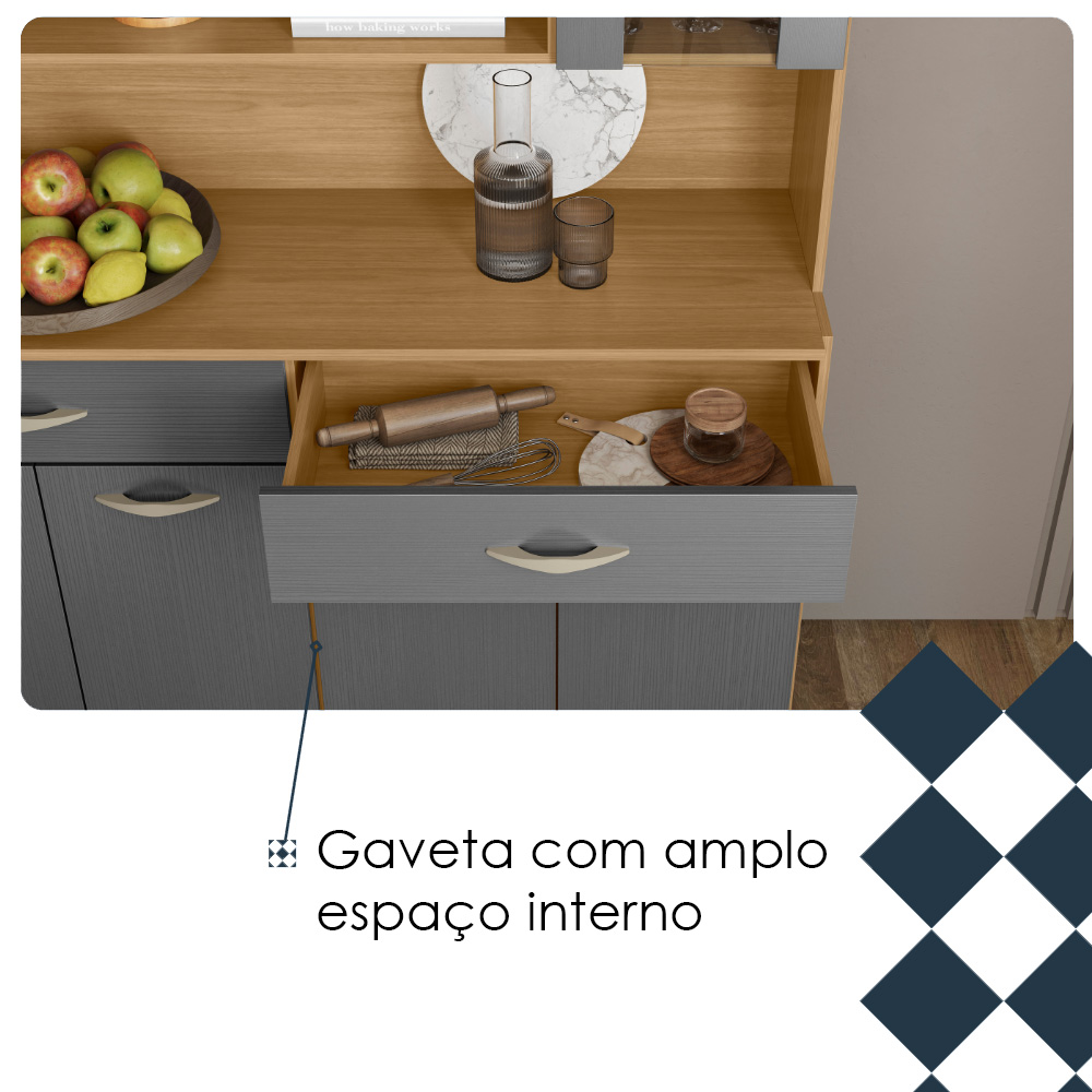 Kit Cozinha 8P 2G 122 cm Golden Freijo Gris KTP