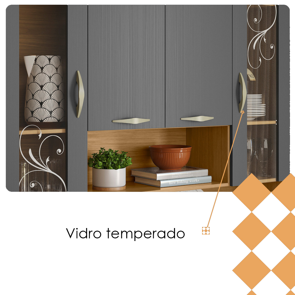 Kit Cozinha 8P 2G 122 cm Golden Freijo Gris KTP
