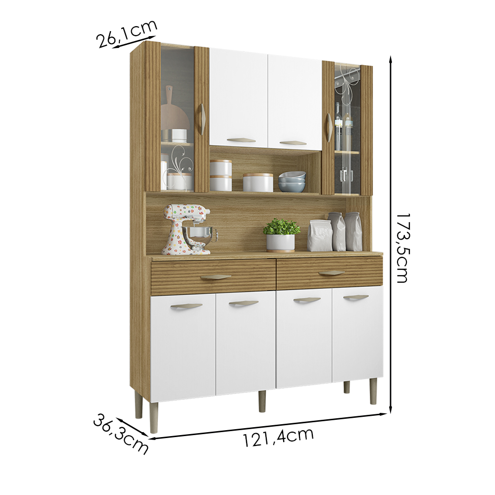 Kit Cozinha 8P 2G 122 cm Golden Freijo Supremo Cp Ripado Freijo KTP