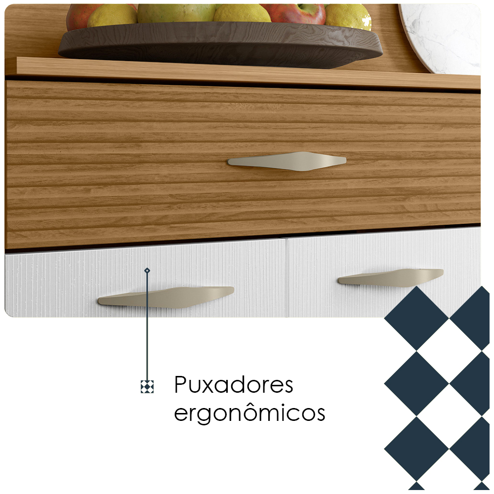 Kit Cozinha 8P 2G 122 cm Golden Freijo Supremo Cp Ripado Freijo KTP