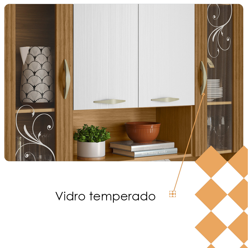 Kit Cozinha 8P 2G 122 cm Golden Freijo Supremo Cp Ripado Freijo KTP