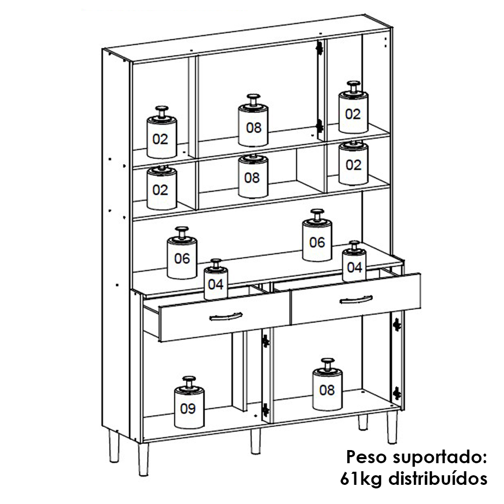 Kit Cozinha 8P 2G 122 cm Golden Freijo Supremo KTP