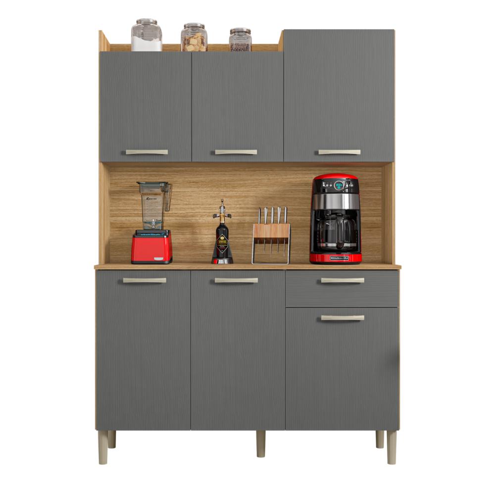 Kit de Cozinha 1 Gaveta e 6 Portas Dora Freijó Gris