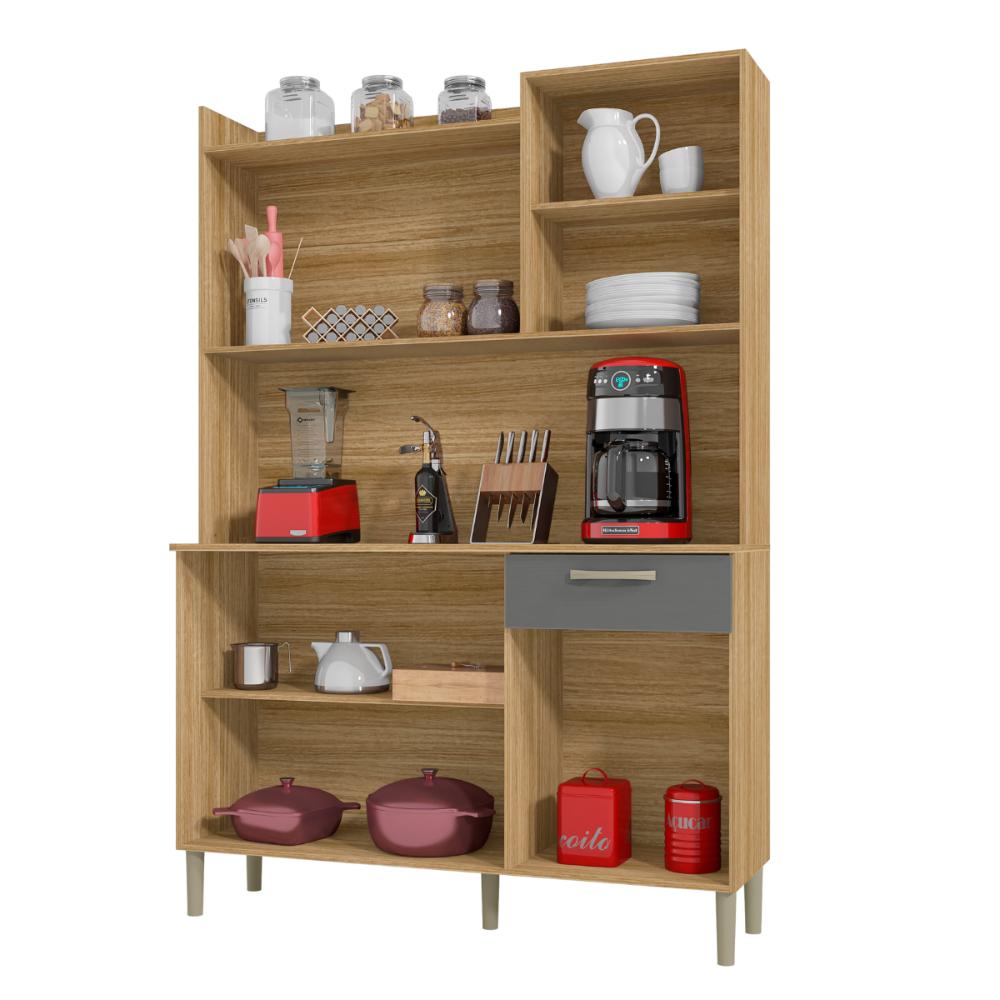 Kit de Cozinha 1 Gaveta e 6 Portas Dora Freijó Gris