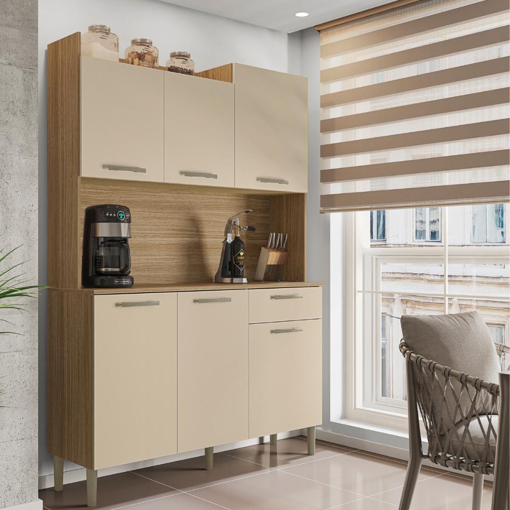 Kit de Cozinha 1 Gaveta e 6 Portas Dora Freijó Vanila