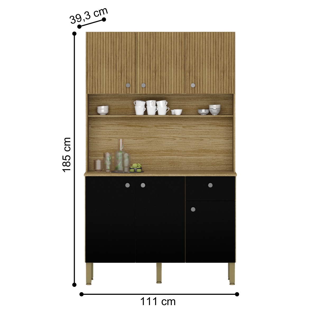 Kit de Cozinha 6 Portas Barcelona Nero Ripado