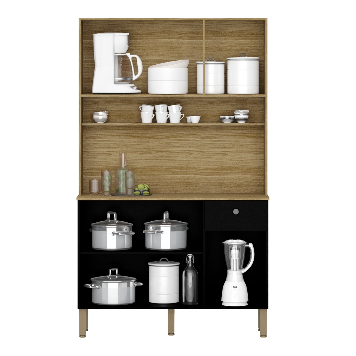 Kit de Cozinha 6 Portas Barcelona Nero Ripado