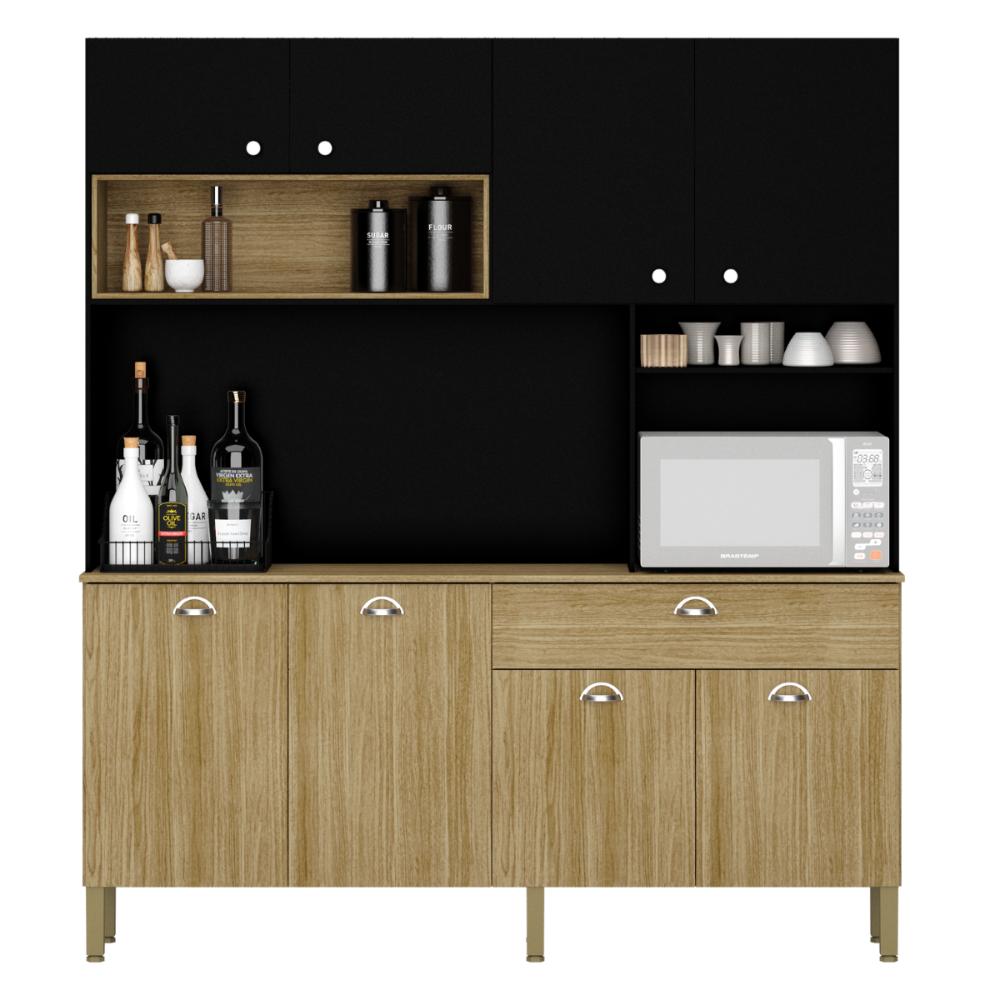 Kit de Cozinha com 1 Gaveta Copenhage Freijó Nero