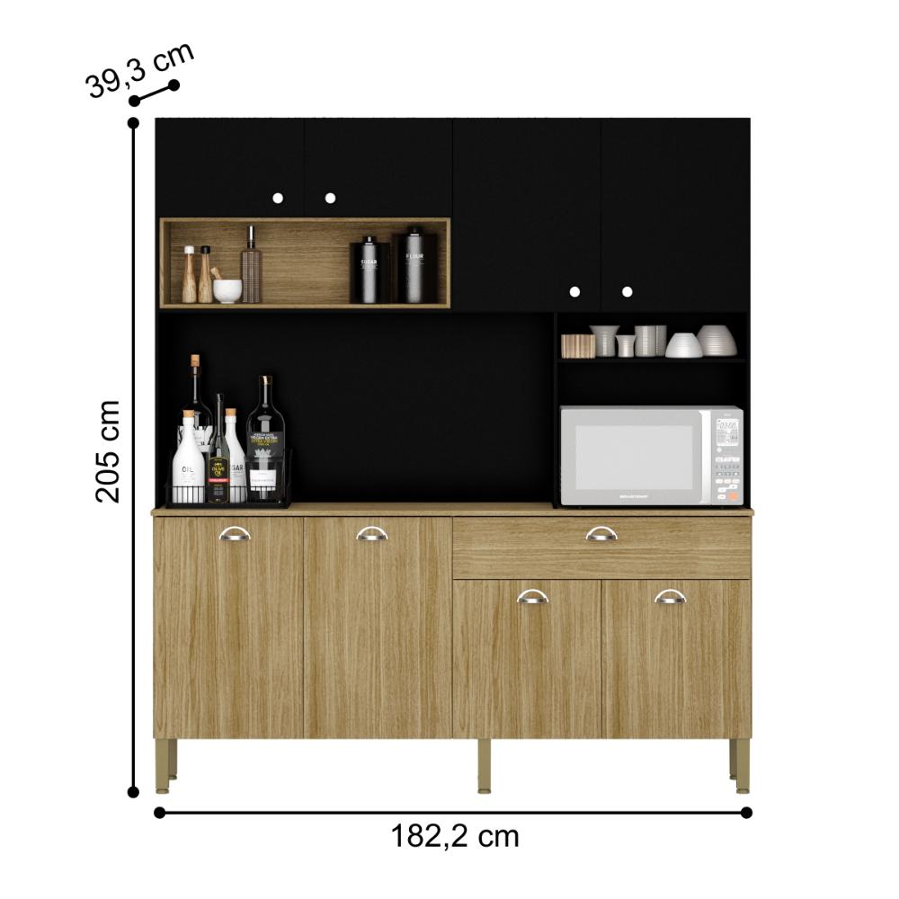 Kit de Cozinha com 1 Gaveta Copenhage Freijó Nero