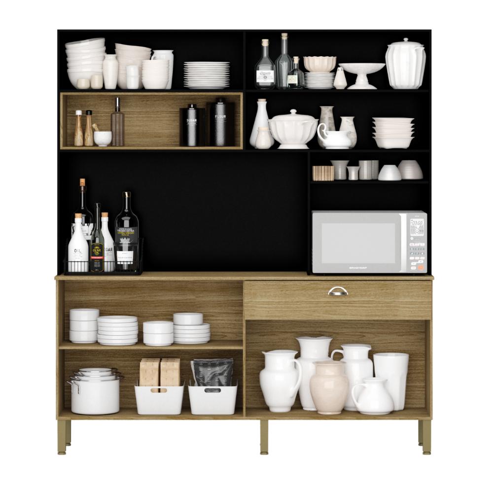 Kit de Cozinha com 1 Gaveta Copenhage Freijó Nero
