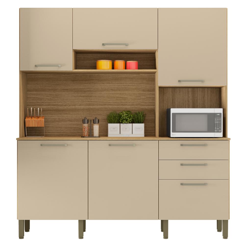 Kit de Cozinha com 2 Gavetas Cuenca Freijó Vanilla