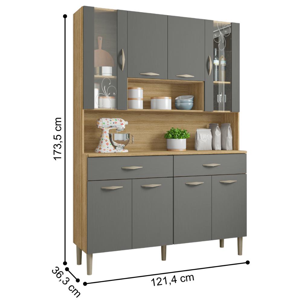 Kit de Cozinha com 8 Portas Turim Freijó Gris