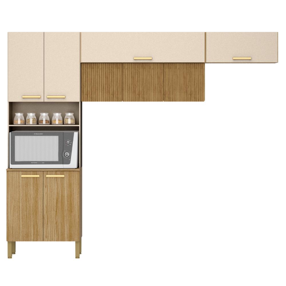 Kit de Cozinha com 9 Portas Nuremberga Freijó Vanilla Ripado