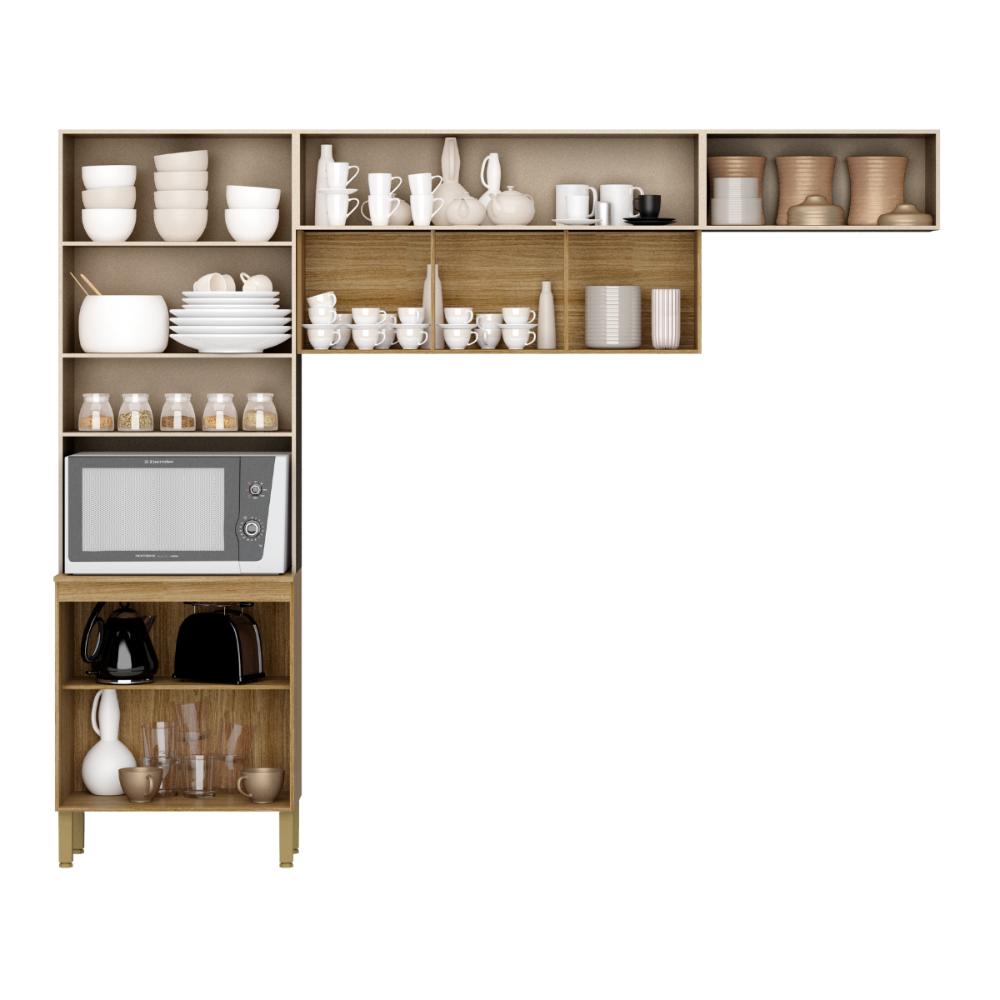 Kit de Cozinha com 9 Portas Nuremberga Freijó Vanilla Ripado