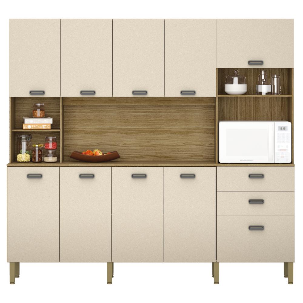 Kit de Cozinha com 9 Portas e 2 Gavetas Budapeste Vanilla