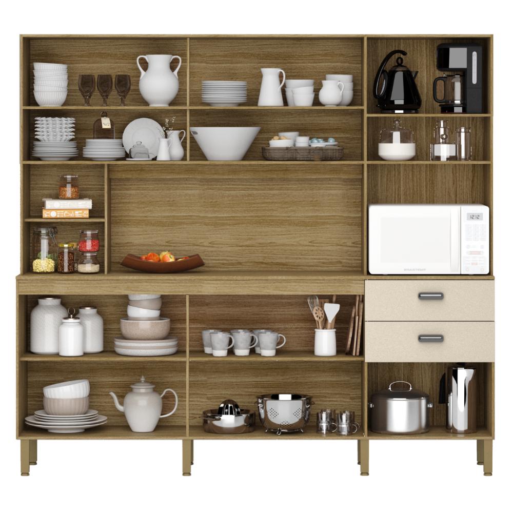 Kit de Cozinha com 9 Portas e 2 Gavetas Budapeste Vanilla