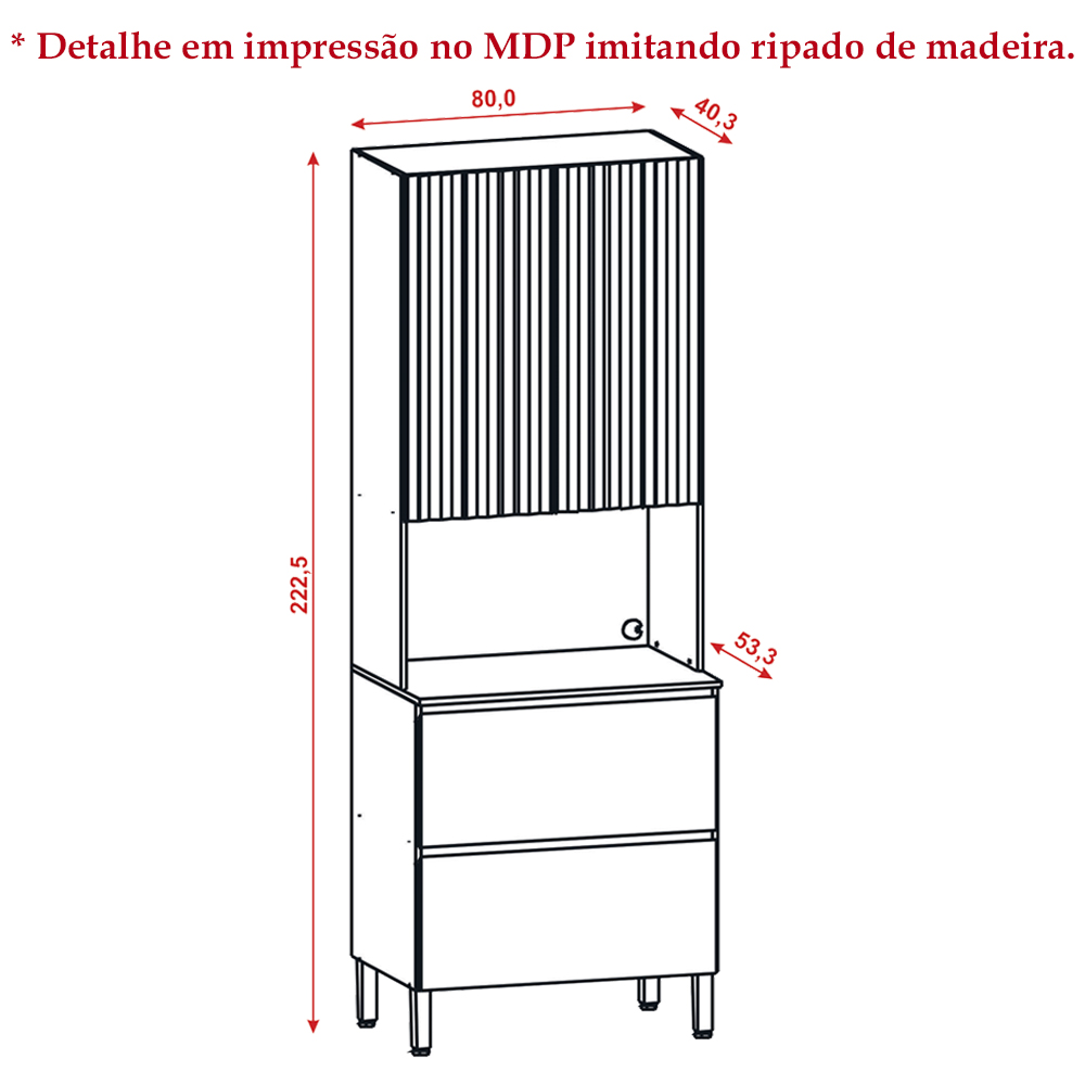 Paneleiro 3 PT 1 GV 80cm 3018ART Freijo Vanilla Riscatto Freijo KTP