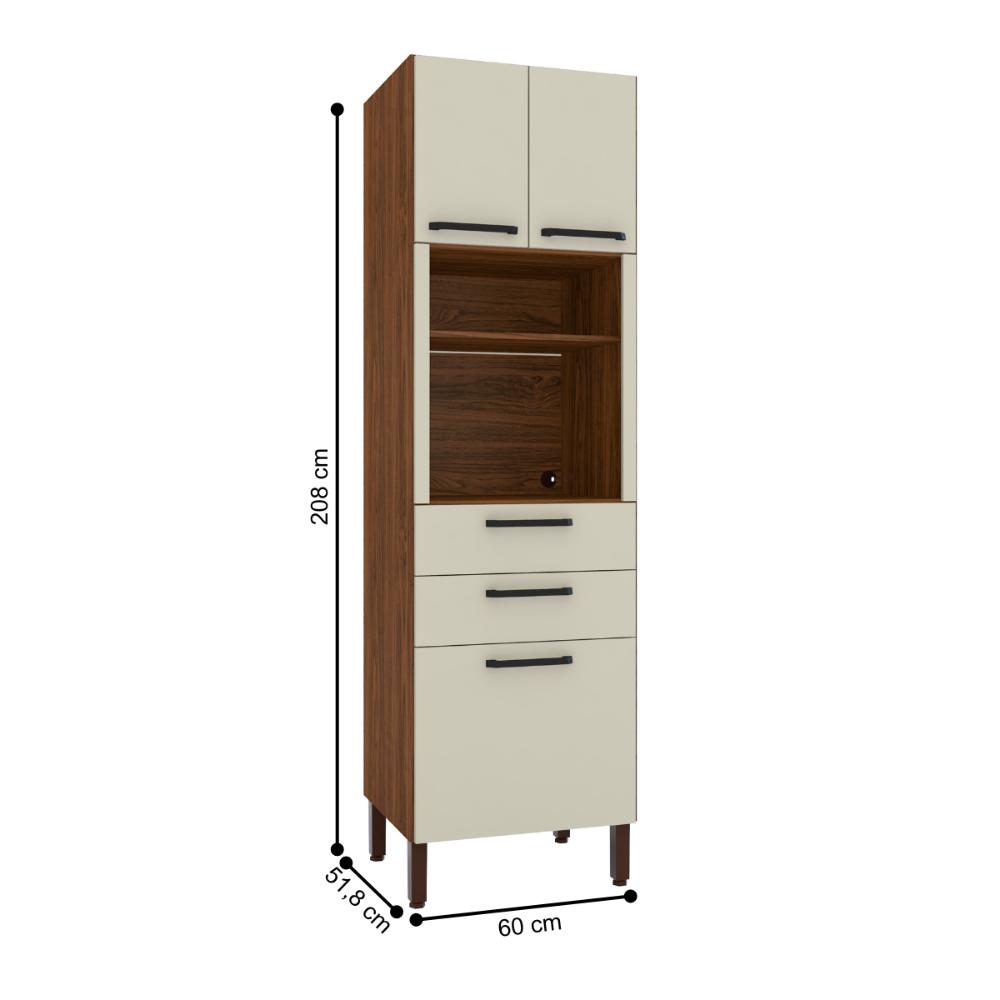 Paneleiro 4 Portas e 2 Gavetas Moncton Nogueira Off White