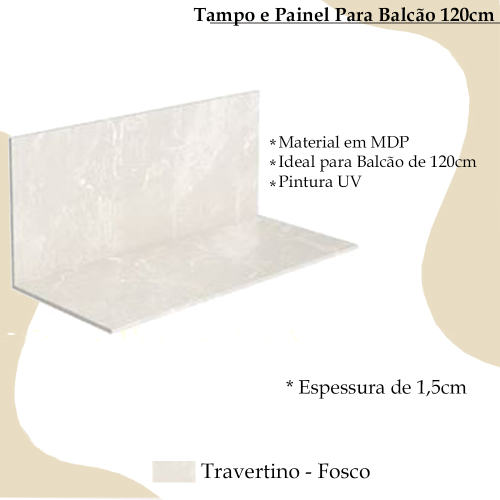 Tampo e Painel Para Balcao 120cm 3020ART Travertino KTP
