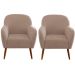 Kit 2 Poltronas para Sala Decorativas Pés Palito Lapazze Linho Bege