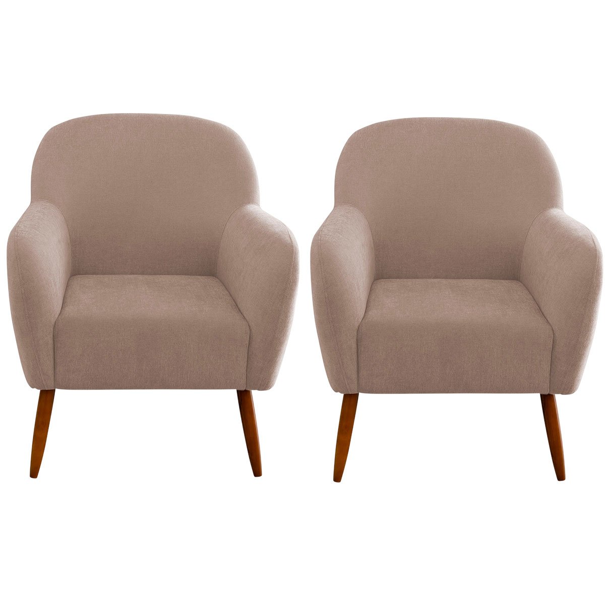 Kit 2 Poltronas para Sala Decorativas Pés Palito Lapazze Linho Bege