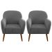 Kit 2 Poltronas para Sala Decorativas Pés Palito Lapazze Linho Cinza