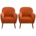 Kit 2 Poltronas para Sala Decorativas Pés Palito Lapazze Linho Terracota