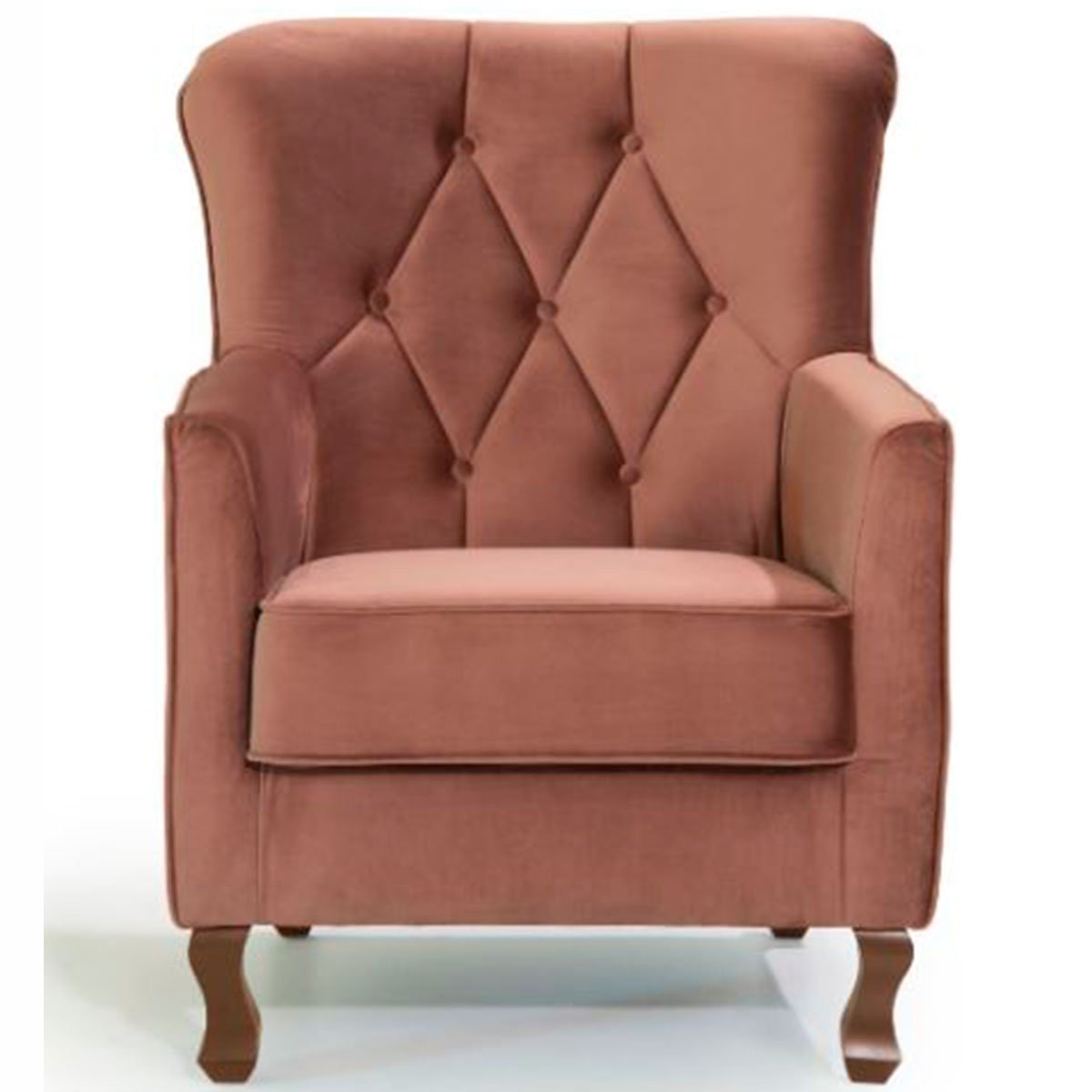 Kit 2 Poltronas para Sala Decorativas c/ Capitonê Carrara Veludo Rosê