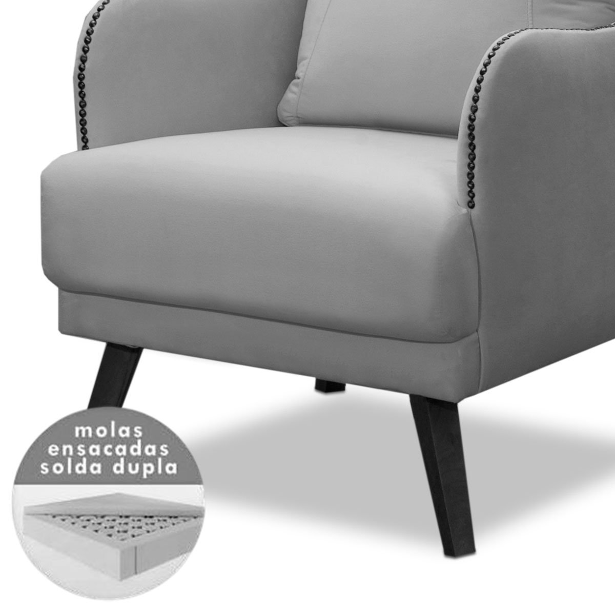Kit 2 Poltronas para Sala Decorativas c/ Tachas Sarah Veludo Bordô