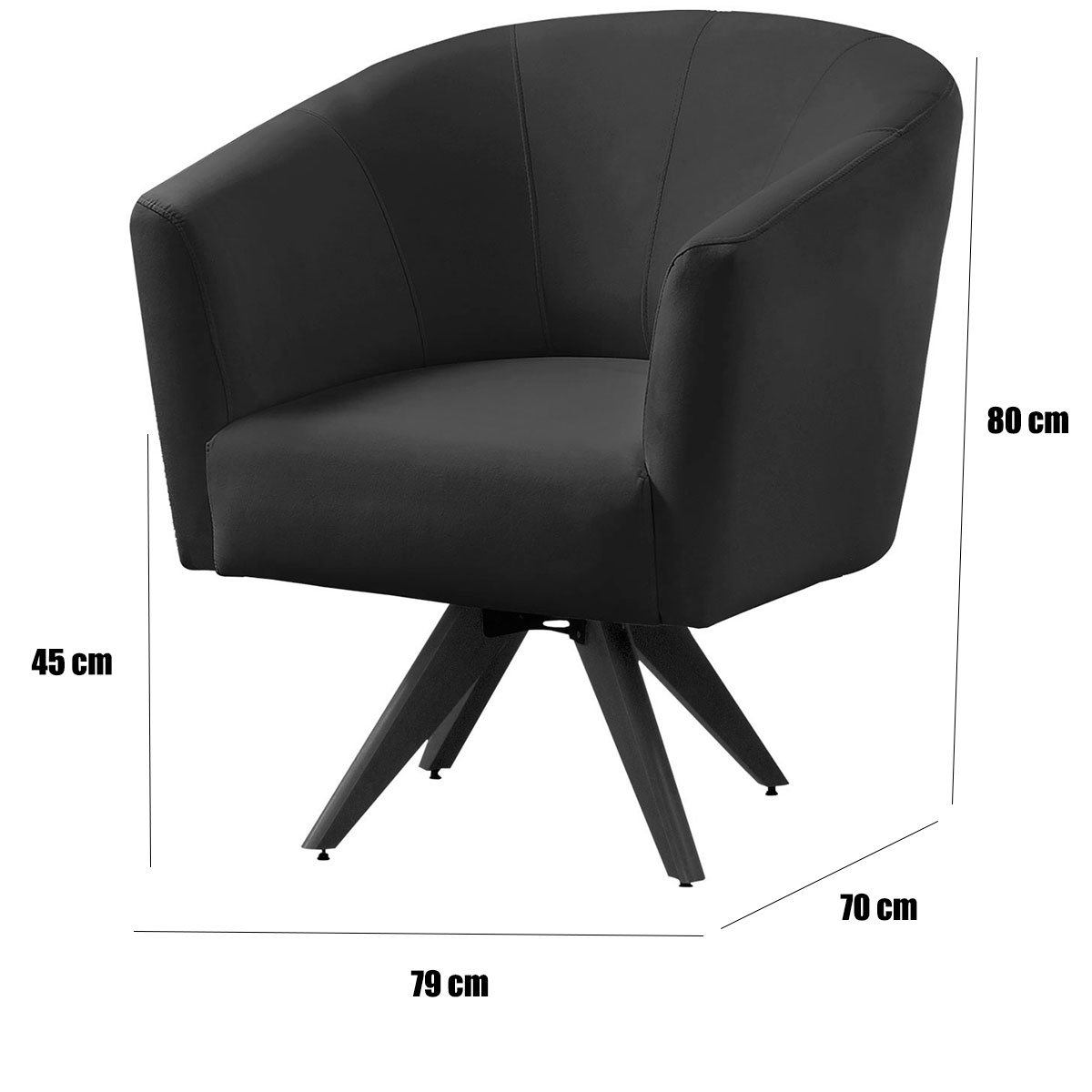Kit 2 Poltronas para Sala e Escritório Base Giratória Belize Veludo Preto