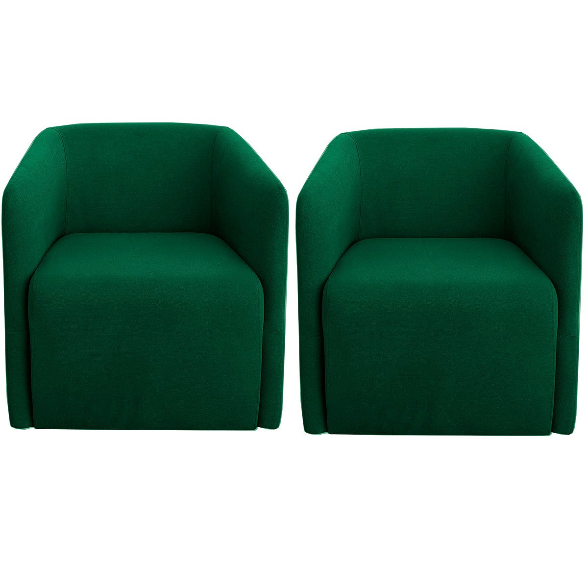 Kit 2 Poltronas para Sala e Escritório Base Giratória Blue Linho Verde