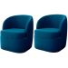 Kit 2 Poltronas para Sala e Escritório Base Giratória Samara Veludo Azul Marinho