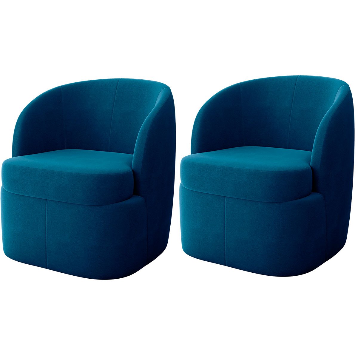 Kit 2 Poltronas para Sala e Escritório Base Giratória Samara Veludo Azul Marinho