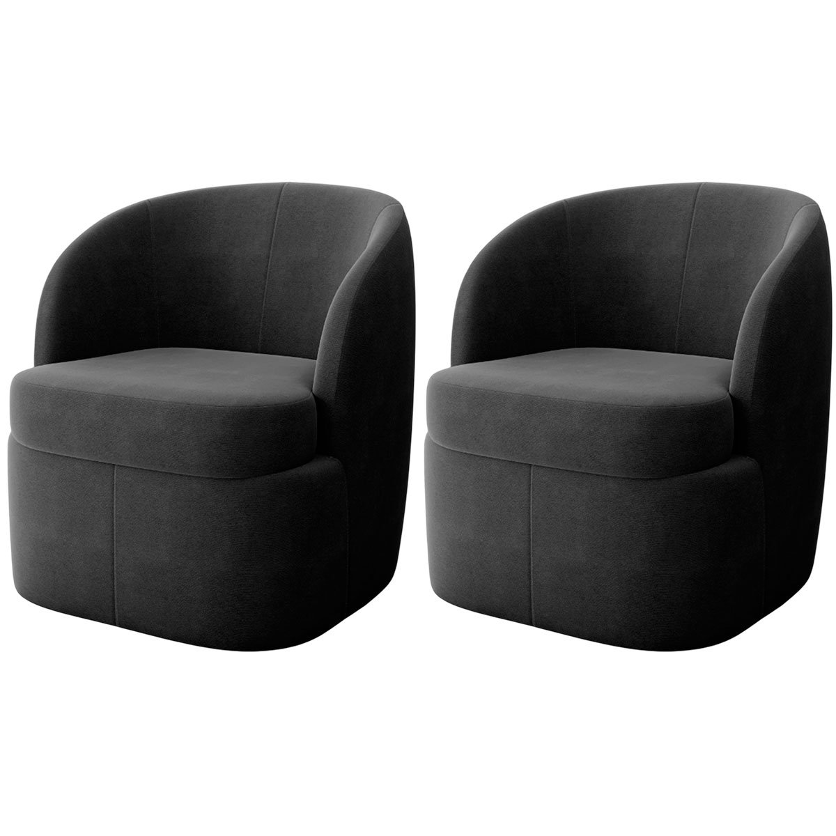 Kit 2 Poltronas para Sala e Escritório Base Giratória Samara Veludo Cinza