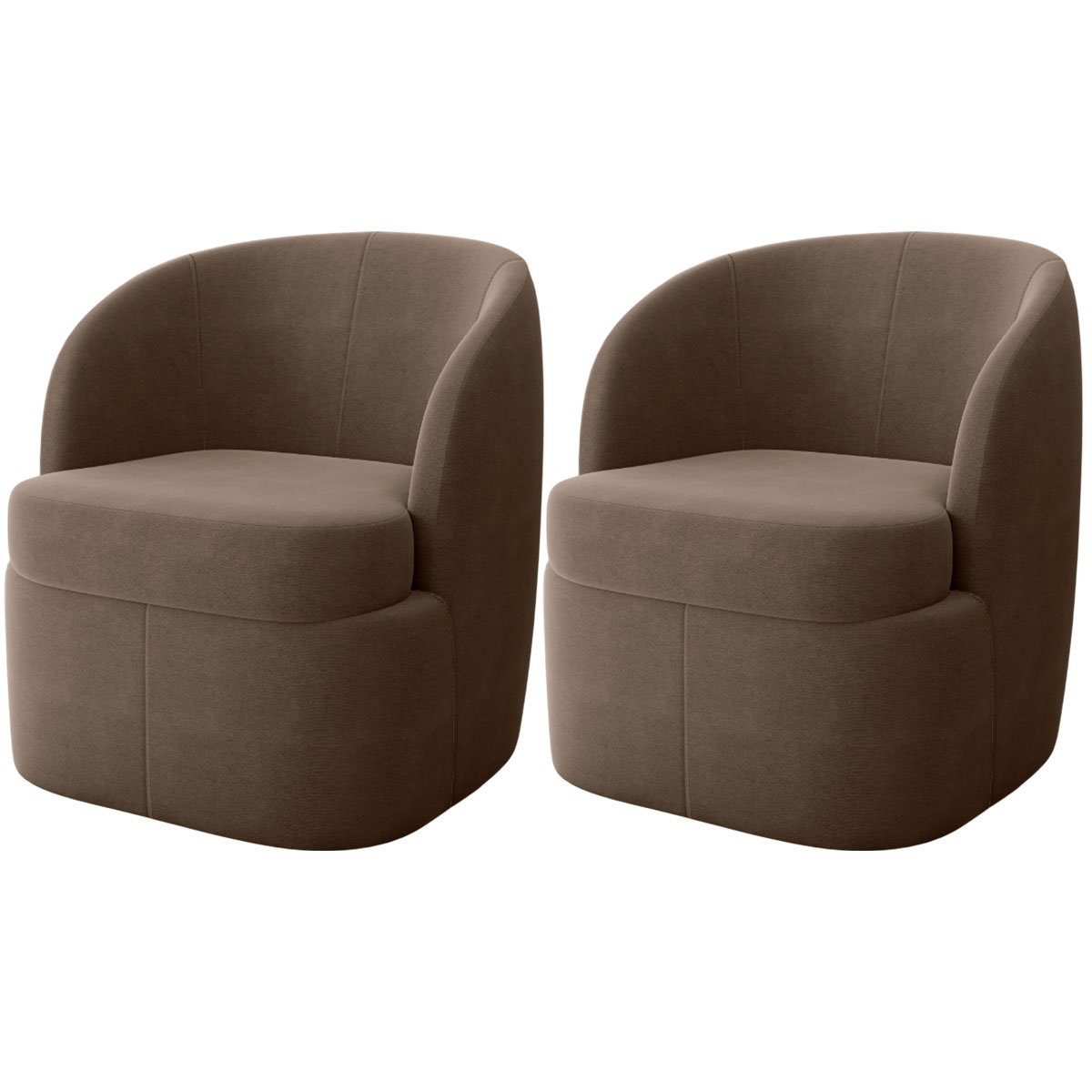 Kit 2 Poltronas para Sala e Escritório Base Giratória Samara Veludo Marrom