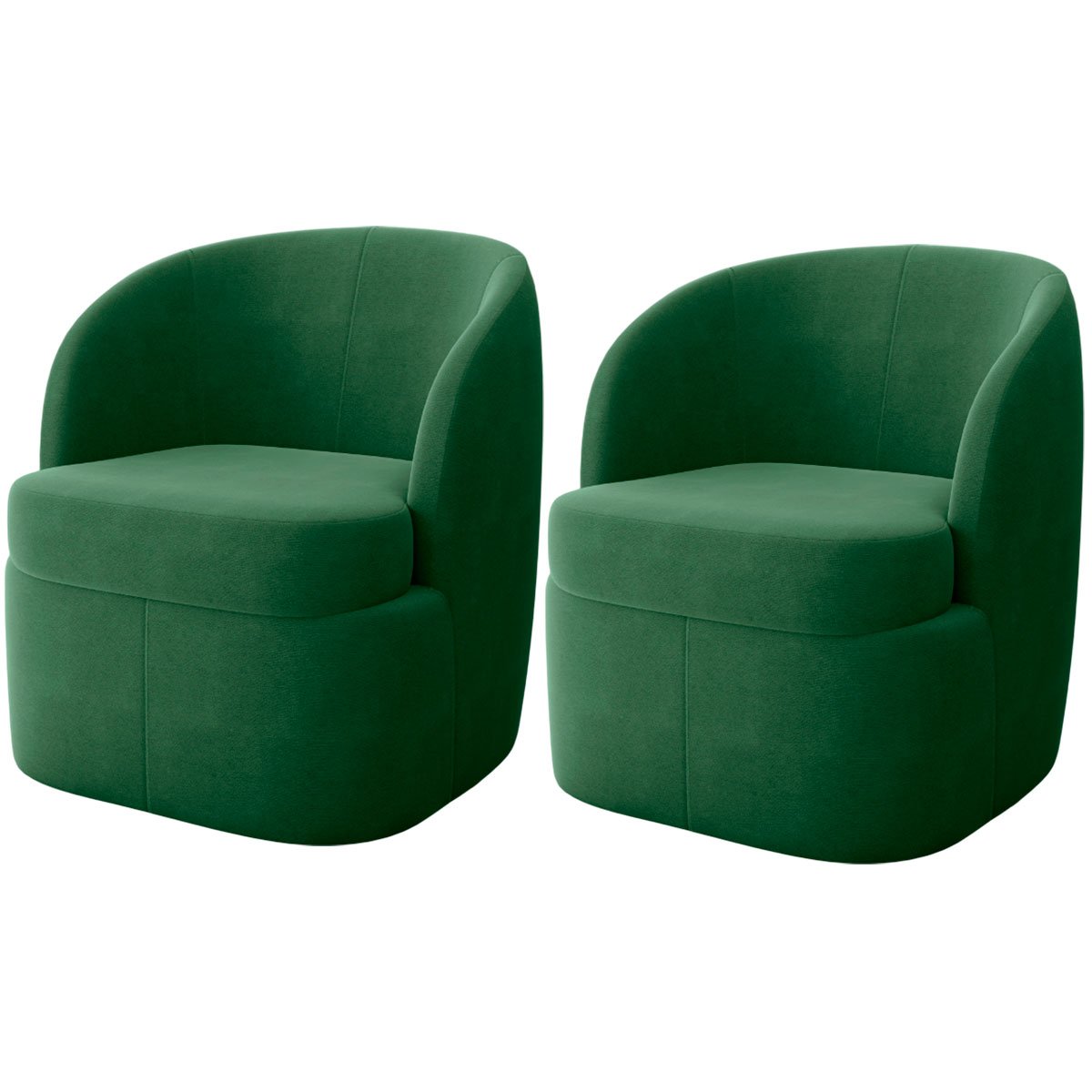 Kit 2 Poltronas para Sala e Escritório Base Giratória Samara Veludo Verde