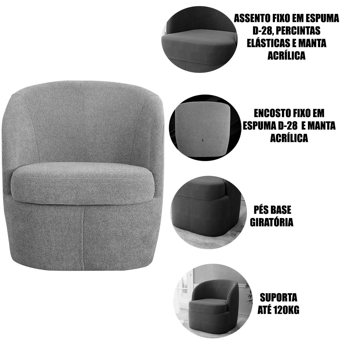 Kit 2 Poltronas para Sala e Escritório Base Giratória Samara Veludo Verde