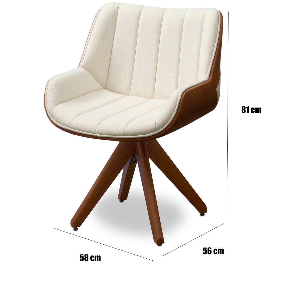 Kit 2 Poltronas para Sala e Escritório Base Giratória Silvia Corino Marrom/Veludo Bege